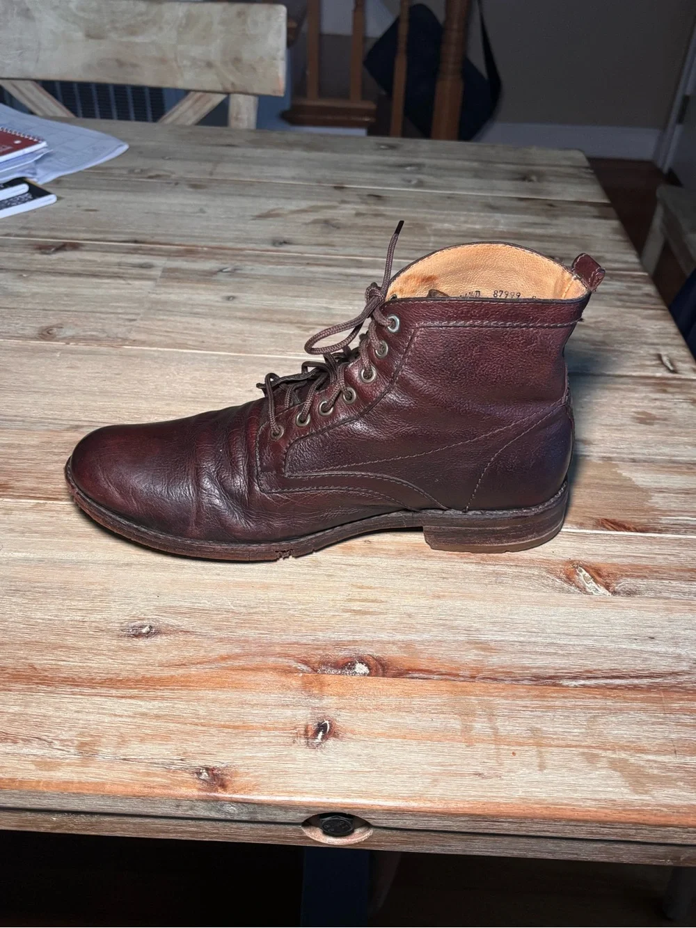 Vintage Frye Brown Leather Lace Up Boots Men’s 11.5D Soles Need Repair